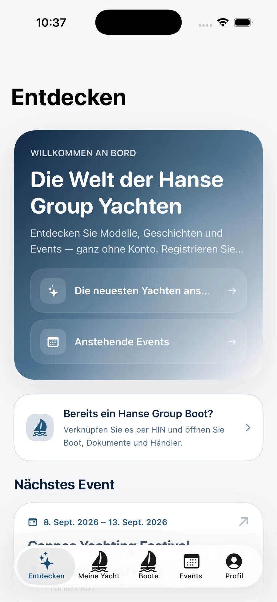 Entdecken mit der Willkommenskarte, HIN-Verknüpfung und dem nächsten Event